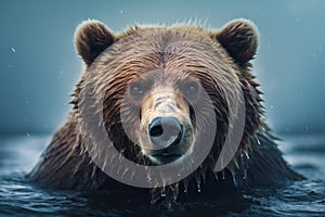 Bear in water animal portrait