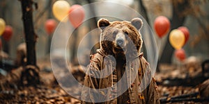 A Bear-y Happy Halloween Person in Fuzzy Bear Costume