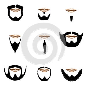 Beard and facial hair styles in vector silhouette