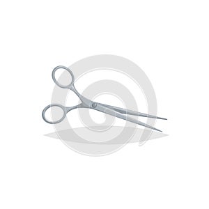 Beard and hair scissors. Barbers shop accessory. Cartoon flat style. Vector illustration