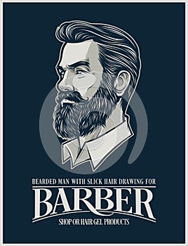 Beard Man illustration for Hairstyle products and business