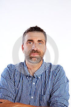 Beard mid age man portrait on white background