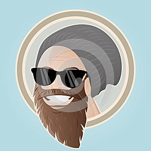 Bearded cartoon man with cap