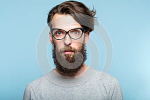 Bearded hipster cat eye glasses geeky quirky man