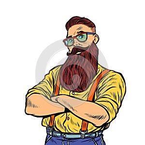 Bearded hipster with glasses isolate on white background