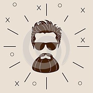 Bearded Hipster silhouette. Fashion Vector illustration eps 10 isolated on white background