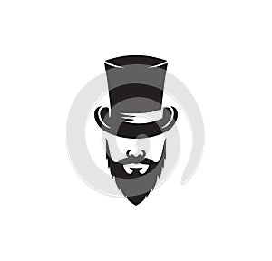 Bearded hipster with top hat