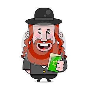 Bearded Jew In A Hat . Vector Illustration For Poster