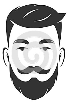 Bearded male face portrait. Black man avatar