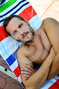 Bearded man at the beach