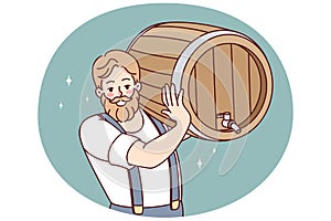 Bearded man with beer barrel