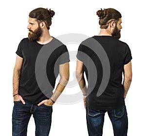 Bearded man with blank black shirt