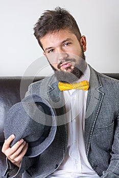 Bearded man with a bow tie