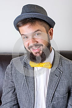 Bearded man with a bow tie