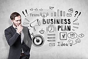 Bearded man and business plan scheme