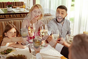 Bearded man celebrating wedding of his aged father