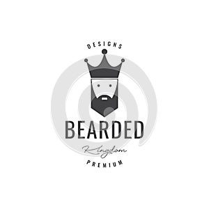 Bearded man with crown vintage badge logo