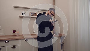 Bearded man with cup of tea