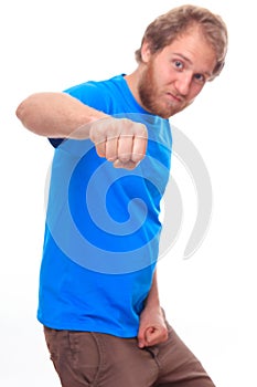 Bearded man doing fist bump