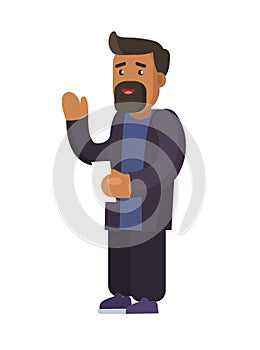 Bearded Man Dressed Casually Vector Illustration