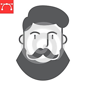 Bearded man glyph icon