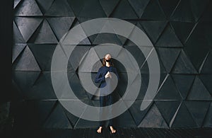 Bearded man in jeans, concentrating his mind, keeping hands namaste gesture, meditating, yoga exercise breath technique reduce