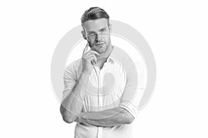 Bearded man. Male fashion. Businessman. man isolated on white. Business. Facial care. Fashion portrait of man. Full