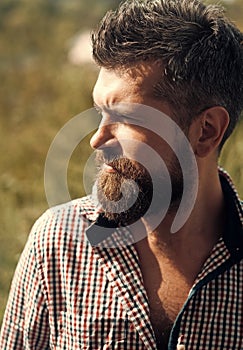 Bearded man. Man with beard outside. Hipster