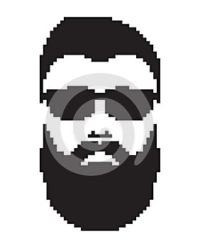 Bearded man with mustache. Barbershop logo portrait. Mustached men face icon