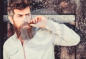 Bearded man outdoor. Beard care and barbershop. Mature hipster with beard. brutal male with perfect style. male fashion