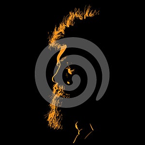 Bearded Man portrait silhouette in contrast backlight. Vector. photo