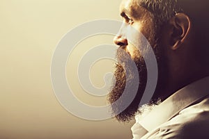 Bearded man in profile