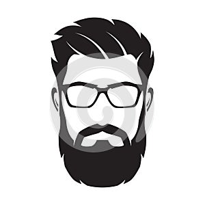 Bearded man s face, hipster character. Fashion silhouette