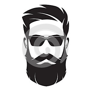 Bearded man s face, hipster character. Fashion silhouette, avata