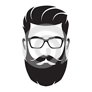 Bearded man s face, hipster character. Fashion silhouette, avata