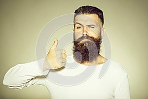 Bearded man with super gesture