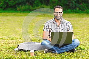 Bearded Man Typing On The Laptop