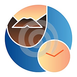 Bearded man and watch flat icon. Shaving time color icons in trendy flat style. Beard and clock gradient style design