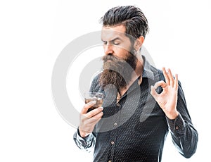 Bearded man with whiskey