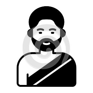 A bearded muslim man wearing ihram to perform umrah. easy to use vector