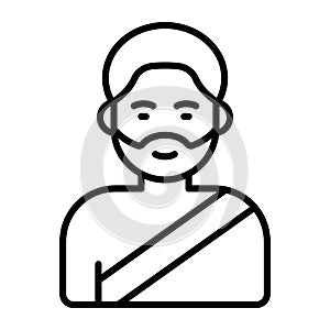 A bearded muslim man wearing ihram to perform umrah. easy to use vector