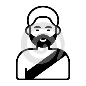 A bearded muslim man wearing ihram to perform umrah. easy to use vector