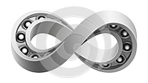 Bearing curved like infinity sign. Industrial technology and machine engineering symbol. Realistic vector isolated illustration