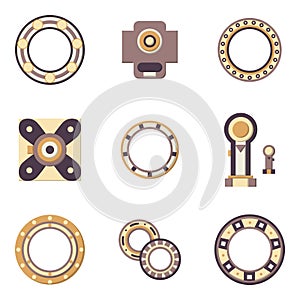 Bearings flat color icons