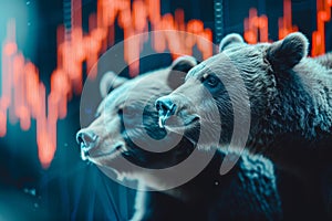 Bearish Bears stock market graph. Generate Ai photo