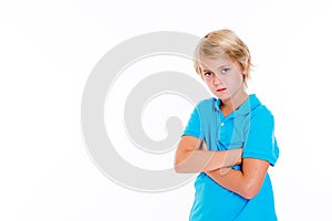 Bearish blond boy with crossed arms photo