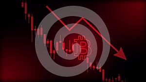 Bearish market trend in cryptocurrency. Trade exchange background