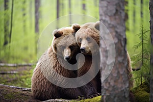 bears hugging in the forest show closeness