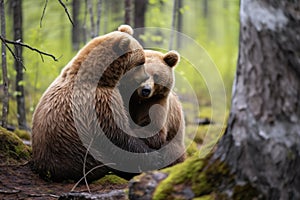 bears hugging in the forest show closeness