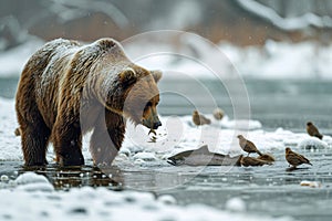 bears in the snow outside